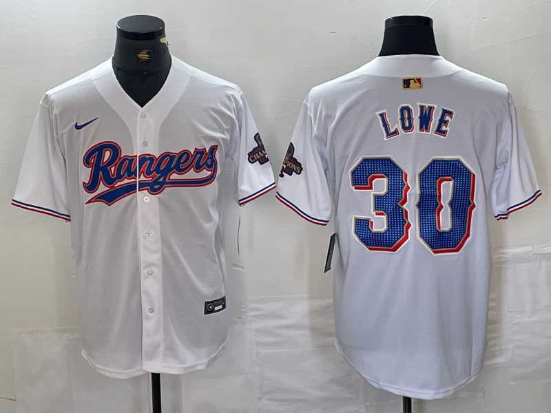 Mens Texas Rangers #30 Nathaniel Lowe White 2024 Gold Collection Limited Cool Base Jersey->texas rangers->MLB Jersey